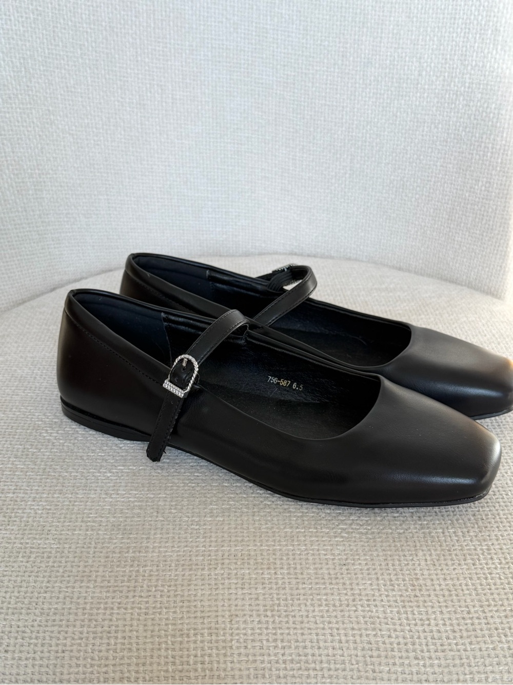 Amazon Black Mary Jane Flats with Silver Buckle